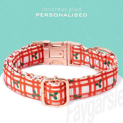 Faygarsle Christmas Red Plaid Pattern Dog Collar for Small Medium Large Dogs Cute Puppy Collars for Female Dogs for Summer Spring Wedding Necklace Girl Dog Collar M