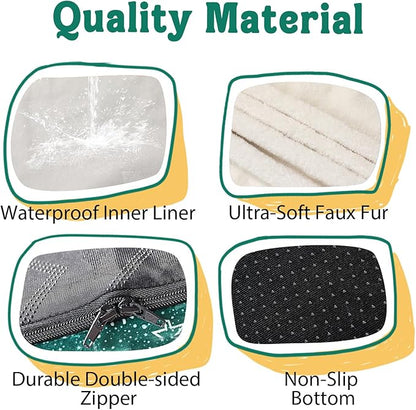 Christmas Washable Orthopedic Large Dog Bed - Removable Orthopedic Foam Pet Couches with Bolsters Waterproof Large Dog Bed and Non-Slip Bottom Extra Large Pet Sofa - Green