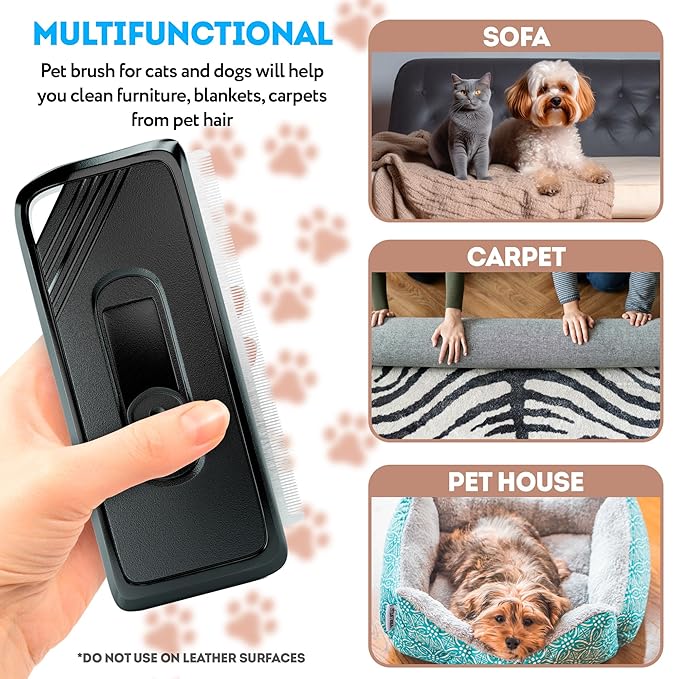 PUREVACY Black Self Cleaning Slicker Brush. Cat Brush with Release Button. Self Cleaning Dog Brush for Long Haired Dogs and Short Haired with Sturdy Case, Blades. Pet Grooming Brush for Dogs Shedding