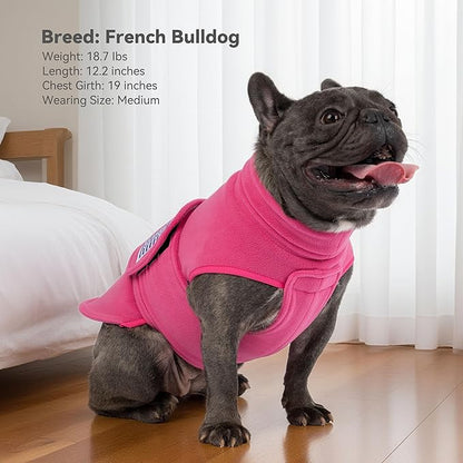 Fleece Dog Sweater for Large Dogs Girl, Adjustable Stretchy Dog Coat Jacket, Soft Comfortable Turtleneck Warm Winter Pet Clothes for Dogs, Pink 2XL
