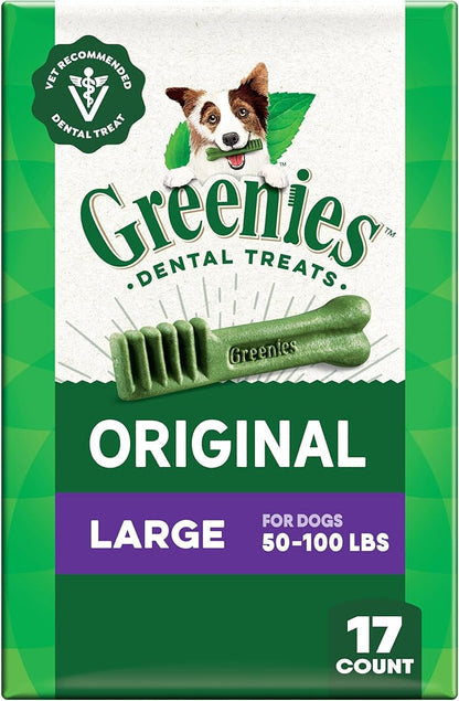 Greenies Veterinarian-Recommended Natural Dental Dog Treats, Large Size, Original Flavor, 27 oz. Pack, 17 Count
