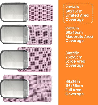 Petinstinct Small Cat Litter Mat, 20x14’’ Double Layer Honeycomb Cat Litter Box Mat, Non Slip Waterproof Urine Proof Litter Trapping Mat for Floor, Kitty Litter Pad, Indoor Pet Supplies, Pink