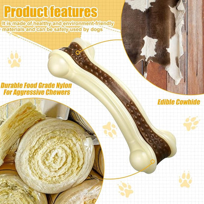 Sosation 6 Pcs Dog Toys for Aggressive Chewers Christmas Nylon Beef Flavor Bones Tough Puppy Teething Toys Puppy Chew Bones for Large Medium Small Breed Dogs Puppies(Small Medium Large)