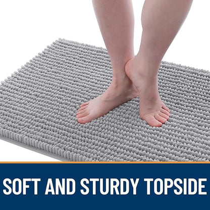 OLANLY Dog Door Mat for Muddy Paws 30x20, Ultra Absorbent Chenille Mud Doormat, Non-Slip Washable and Dirt Trapping Doormat for Indoor Entryway, Quick-Dry Indoor Pet Bed Mats for Dogs, Light Grey