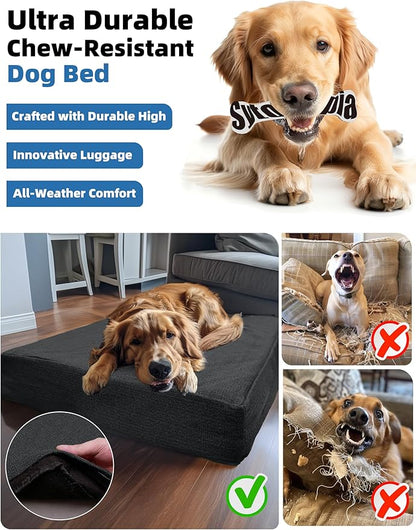 Sytopia 42 Inch Orthopedic Waterproof Dog Crate Bed for Extra Large Dogs, Removable Washable Cover, Egg Crate Foam Mat, Suitable for Dogs Up to 100 Lbs, Dark Grey