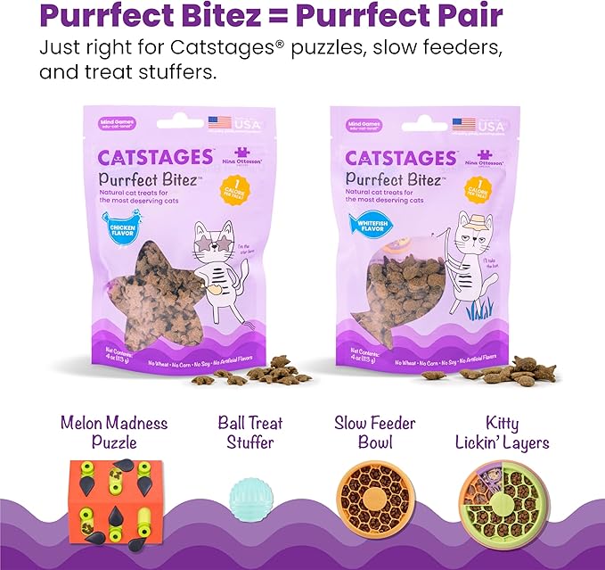 Catstages by Nina Ottosson Melon Madness Puzzle & Play – Interactive Treat Puzzle Feeder for Cats, 12 Hidden Treat Compartments Slow Feeder, Durable & Easy-Clean, 10 Inches, Pink