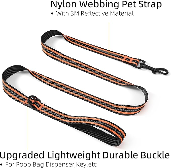 Mile High Life Reflective Dog Collar & Leash Set - Orange, Medium (Pack of 2)
