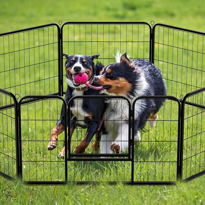 NEWBULIG Dog Playpen 8 Panels 40" Height Foldable Heavy Duty Metal Dog Exercise Playpen Puppy Fence for Indoor Outdoor Yard