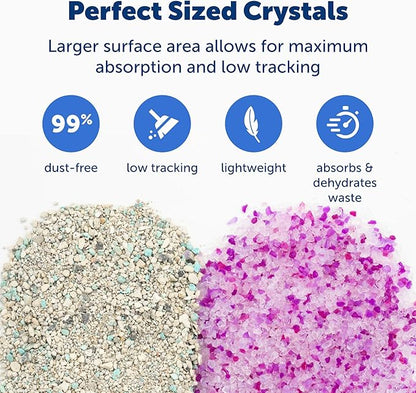 PetSafe ScoopFree Premium Crystal Cat Litter - Ultra-Absorbent Silica Universal Litterbox Crystals - Non-Clumping Odor Control - Lavender Scent - 8 lb Bag