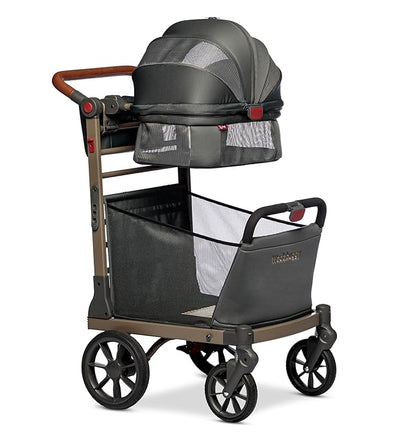 Wadabuggy Pet Foldable Cart - Luxury Cat & Dog Stroller with Extra Large Shopping Basket, Cup Holders, & Ventilated Canopy - Easy Fold Pet Stroller for Cats & Dogs