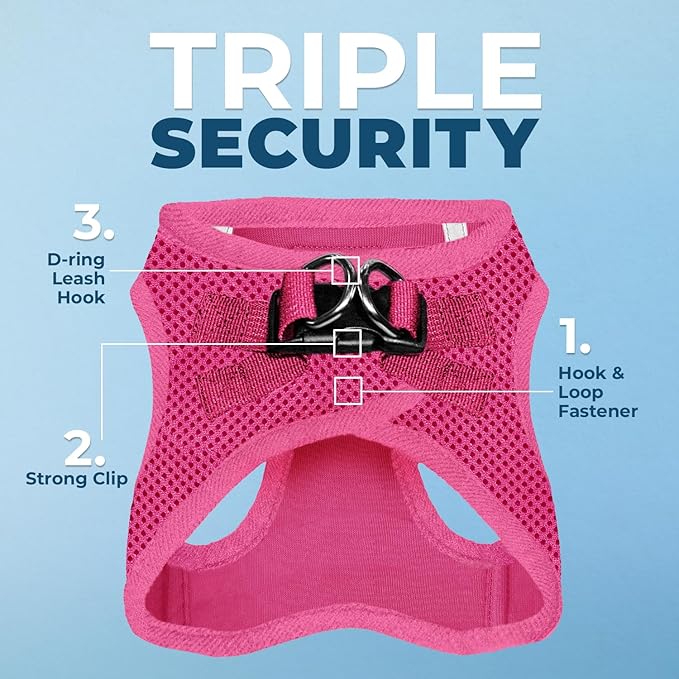 Best Pet Supplies Voyager Step-in Air Harness - All Weather Mesh, Reflective, No Pull Harness for Dogs, Cats - Secure with Hook & Loop Fastener, Buckle, Double D-Rings - Fuchsia, XL
