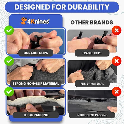 4Knines Dog Backseat Cover with Hammock for Cars, SUVs, and Trucks – Waterproof Layers, Nonslip Seat Protector, Durable Nylon Clips, K9 Shield with Heavy Duty Thread, (Extra Large, Black)