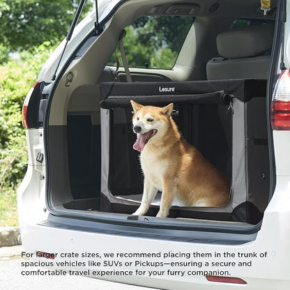 Lesure Shown on TODAY Show Soft Collapsible Dog Crate - 36 Inch Portable Travel Crate for Large Dogs Indoor & Outdoor, 4-Door Foldable Pet Kennel with Mesh Windows, Beige