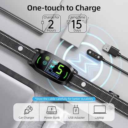 FAFAFROG Dog Bark Collar for Large Medium Small Dogs, Rechargeable Smart Bark Collar, Anti Barking Training Collar with 5 Adjustable Sensitivity Beep Vibration (Black)