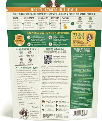Perfect Poop Digestion & General Health Supplement for Dogs: Fiber, Prebiotics, Probiotics & Enzymes Relieve Digestive Conditions, Optimize Stool, and Improve Health (Chicken, 30.0 oz)
