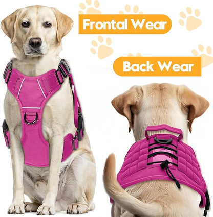 Bruvoalon Heavy-Duty Tactical Dog Harness for Large Dogs, No Pull Adjustable Reflective K9 Vest with Molle System, 12 Colors & 4 Sizes, Military-Grade Control for Training, Outdoor & 10+ Breeds