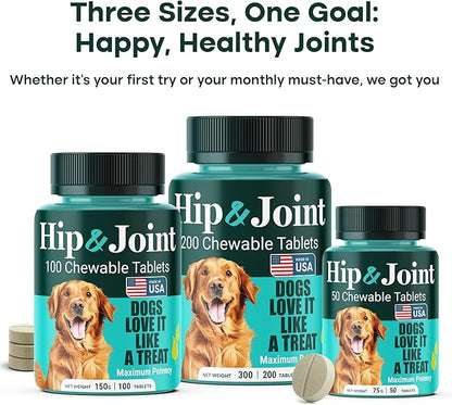 Natureflow Hip and Joint Supplement for Dogs, Advanced Dog Joint Supplement with Green-Lipped Mussel, Glucosamine, MSM & Chondroitin, Zero Sugar Chewable Pills, Made in USA, Large Medium Small Breeds