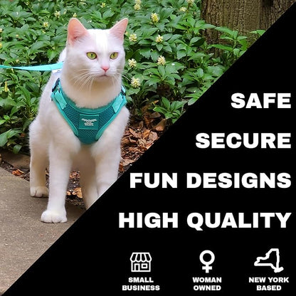 Travel Cat x Jackson Galaxy Harness and Leash Set - Adjustable Fit Mesh Cat Harness with Nylon Leash - Comfort, Escape Proof Harness for Cats, Kitten for Outdoor Walking, Hiking (Large)