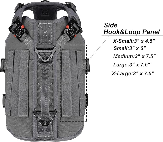 ICEFANG Tactical Dog Operation Harness with 6X Buckle,Dog Molle Vest with Handle,3/4 Body Coverage,Hook and Loop Panel for ID Patch,No Pulling Front Clip (S (22"-27" Girth), Wolf Gray)