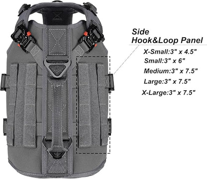ICEFANG Tactical Dog Operation Harness with 6X Buckle,Dog Molle Vest with Handle,3/4 Body Coverage,Hook and Loop Panel for ID Patch,No Pulling Front Clip (S (22"-27" Girth), Wolf Gray)