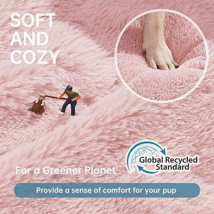 OhGeni 27 inches Calming Donut Dog & Cat Bed for Medium Pets, Warming Comfort Fluffy Short Pile Fur, Durable Machine Washable, Cute Round Bed for Puppy and Kitten, Pink