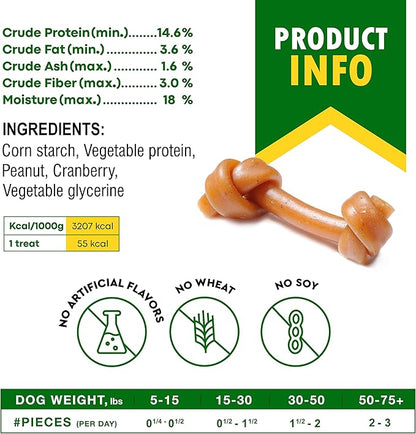 Dog Treats Peanut Butter Bones with Cranberry & Rawhide Free Chew 10.6 Oz - Pet Natural Mini & Big Snacks Healthy Collagen & Bulk Best Chews for Small & Large Dogs - Made for USA (Peanut Butter)