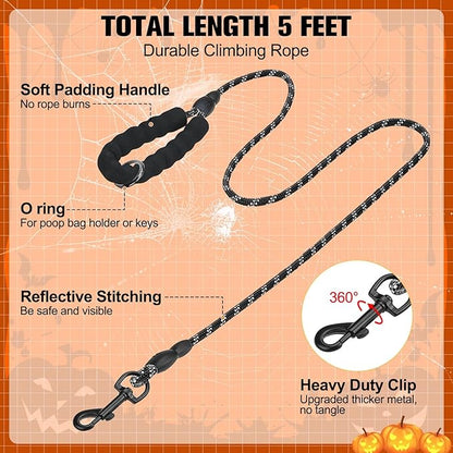 BEAUTYZOO Step in Dog Harness and Leash Set,Floral Pattern Reflective Dog Harness No Pull No Choke Puppy Harness for Small Dogs Cats,Soft Padded Mesh Vest Harnesses for Girl and Boy Pets,Halloween XS