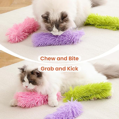 Petinstinct 3 Pack Cat Pillow Toys with Catnip, Soft Plush Crinkle Cat Kicker Toys, Interactive Indoor Kitten Chew Toys for Kitty Exercise, Catnip Toys, Promotes Self Play for All Breeds