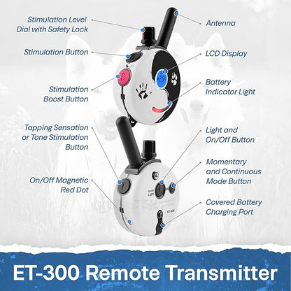 Educator ET-300 Zen Mini E Collar for Dog Training with Remote - 1/2 Mile Range, Waterproof, 100 Blunt Stimulation Levels, Tone or Vibration Mode, Night Light Tracking for Small, Medium & Large Dogs