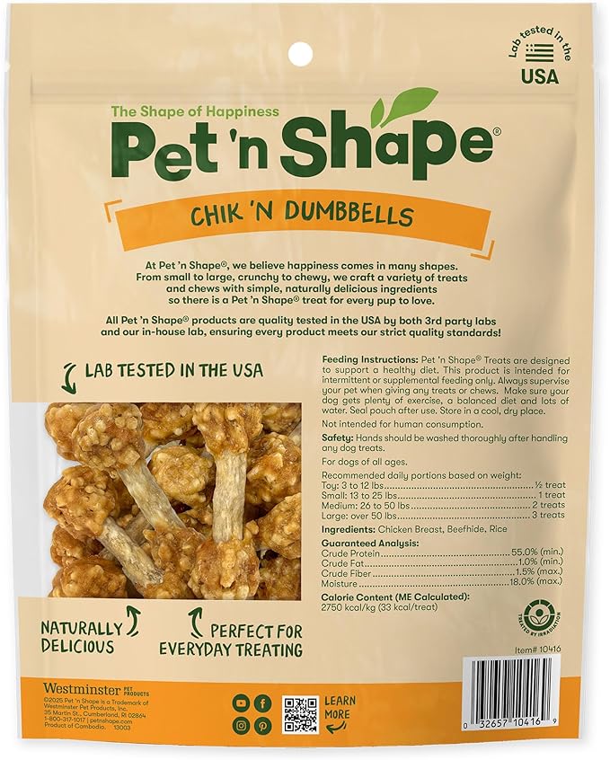Pet 'n Shape Chik 'n Rice Dumbbells - Natural Dog Treats, Chicken, 1 Pound