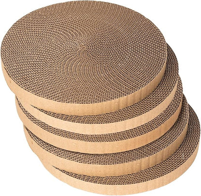 Round cat Scratcher Refill, 10 inch Diameter, 7/8 inch Thickness Scratcher Replacement Pads, Scratching Board Circle, Scratch pad, scratchers for Indoor Cats (5 pcs)