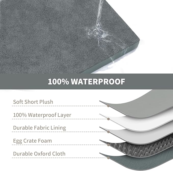 Tail Stories Orthopedic Dog Bed for Extra Large Dogs, XL Comfort Pet Mat for Large Sized Dog 44x32 Inch, Egg Crate Foam with Removable Washable Oxford Cover, Gray