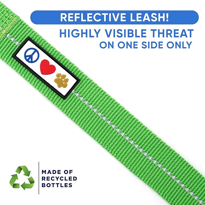 Pawtitas Green Dog Leash 6 ft XS/S Reflective Durable Lightweight Recycled Lead for Small Dogs and Puppies
