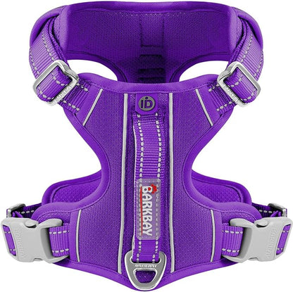 BARKBAY Dog Harness No Pull with ID Tag Pocket - Heavy Duty, Reflective, Easy Control for Large Dogs(Purple,XL)