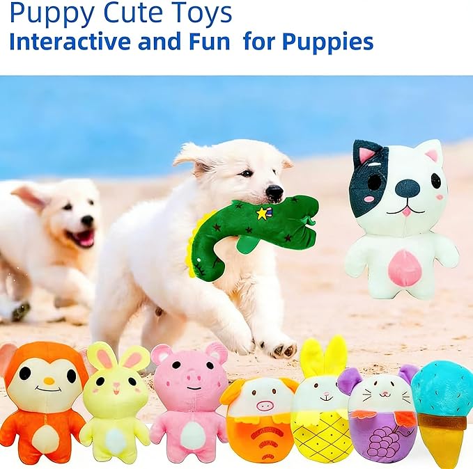 30 Pcs Dog Squeaky Toys, Cute Plush Small Dog Toys with Squeakers,Interactive Puppy Chew Toys for Small Medium Dogs Teething