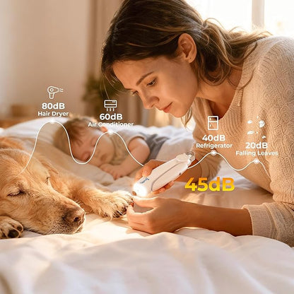 Taruphic 2-in-1 Dog Nail Clippers & Dog Nail Trimmers for Small Medium Large Dogs Cats Pets with Spash Guard, Nail Clipper for Dogs Quiet, USB Rechargeable, Dog Nail Clippers with 2 LED Large Light