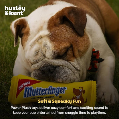 Huxley & Kent Funny Dog Toy w/Squeaker – Power Plush Squeaky Dog Toys for Small, Medium & Large Dogs – Soft Stuffed Animal for Indoor Play & Fetch - Mutterfinger, Small