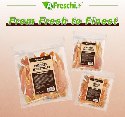 A Freschi srl Chicken Jerky for Dog, All Natural Dog Treat, High-Protein, Healthy & Easily Digestible, Grain-Free Puppy Chews, Training & Rewards Dog Snacks, Chicken Fillet Jerky, 16 oz Pack
