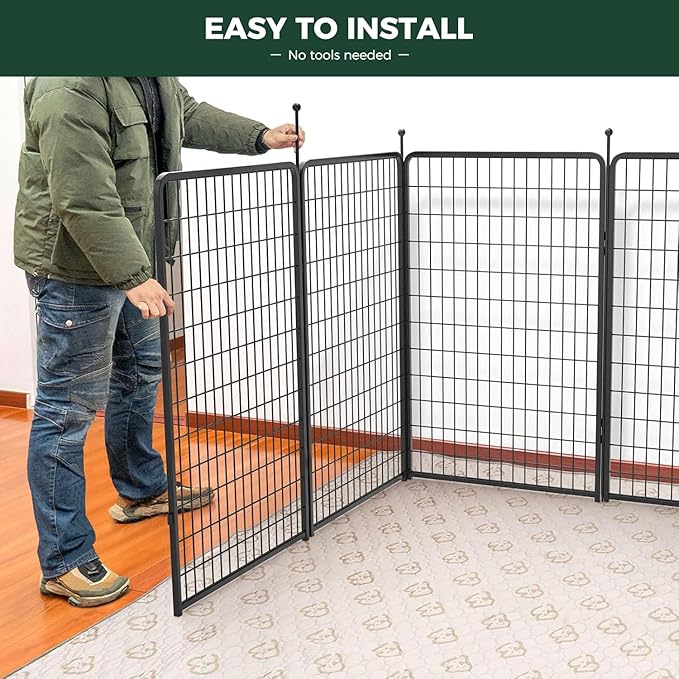 FXW Rollick Unleashed Dog Playpen for Indoor, Yard, RV Camping, 50 inch 16 Panels Dog Pen with Connectors (Pack of 2) for Large Dogs, Black│Patented