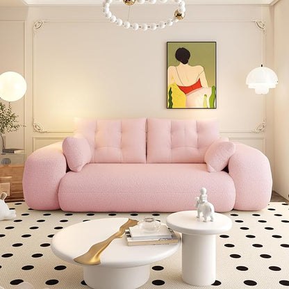 KEIKI 78.7" Foldable Human Dog Bed – 3-in-1 Multi-Functional Sofa Bed, Foam-Filled Teddy Fabric Sleeper for Living Room, Guest Room, or Playroom – Pink