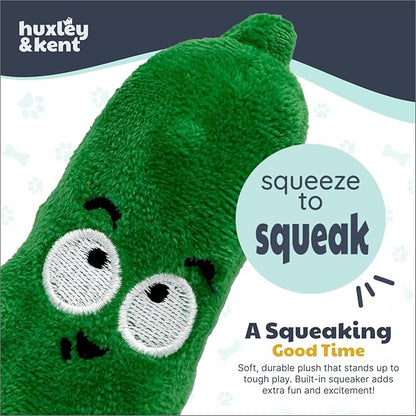 Huxley & Kent Funny Dog Toy w/Squeaker – Power Plush Squeaky Dog Toys for Small Dogs – Durable Small Stuffed Animal for Indoor Play & Fetch - Tiny Tuff Dell Pickle