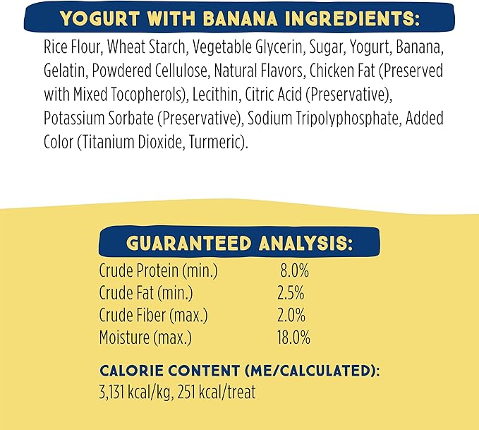 Ultra Chewy Yogurt with Banana Double Treat Bones: Long-Lasting Dog Treats Made in USA for Large and Small Breeds, Highly Digestible, Ideal for Aggressive Chewers (24 Count)