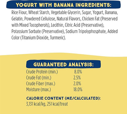 Ultra Chewy Yogurt with Banana Double Treat Bones: Long-Lasting Dog Treats Made in USA for Large and Small Breeds, Highly Digestible, Ideal for Aggressive Chewers (24 Count)
