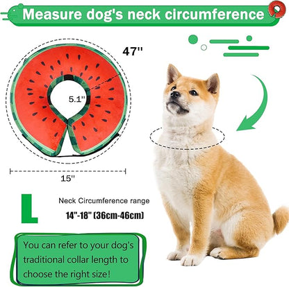 Recovery Donut Collar for Dogs & Cat,Inflatable Dog Collar Alternative After Surgery,Soft Cone for Large Medium Small Pet(Watermelon,Large)