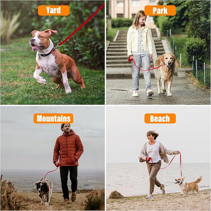 Dog Training Leash - Long Line for Recall & Obedience, Nylon Training Lead with Padded Handle, 15 ft / 20 ft / 30 ft / 50 ft / 100 ft - Long Leash for Dogs Outside, Small/Medium/Large