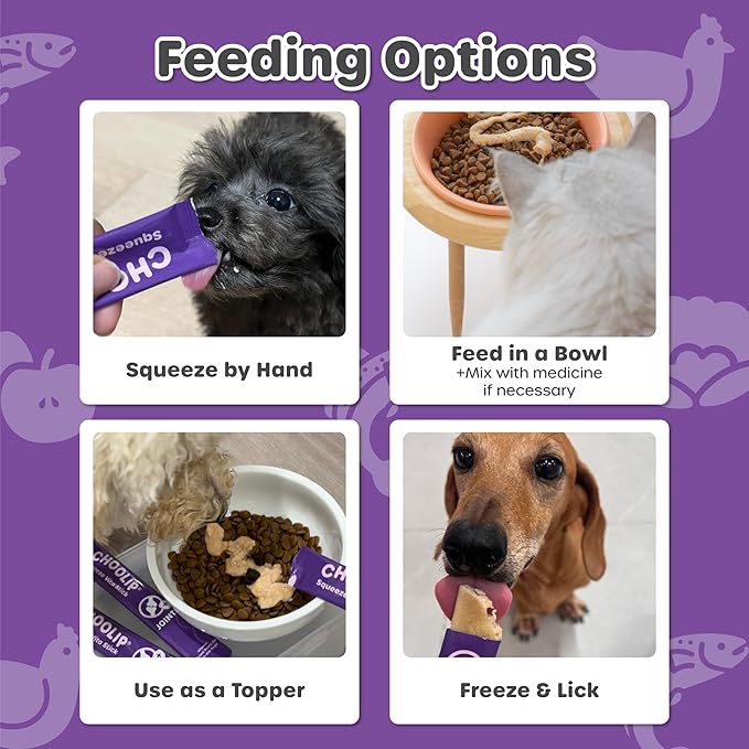 Choolip Squeeze Vita Stick Lickable Cat and Dog Treats, 7-Count Joint Support, Chicken and Salmon with MSM, Green-Lipped Mussel and Vitamin E, Vet-Formulated