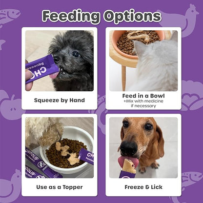 Choolip Squeeze Vita Stick Lickable Cat and Dog Treats, 7-Count Joint Support, Chicken and Salmon with MSM, Green-Lipped Mussel and Vitamin E, Vet-Formulated