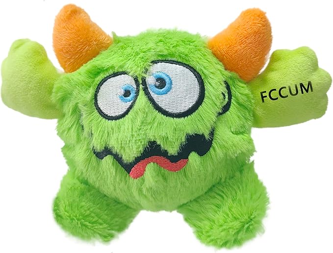FCCUM Squeaky Plush Dog Toy Ball, Dental Care, Skin-Friendly and Soft and Relieve Stress,Dog Training Interactive Pet Cute Plush Fashionable Toy Ball (Green,Large)