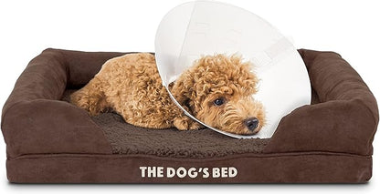 The Dog’s Bed Orthopedic Dog Bed Medium Brown Plush, Premium Memory Foam, Pain Relief: Arthritis, Hip & Elbow Dysplasia, Post Surgery, Lameness, Waterproof Washable Cover, Veterinary Approved