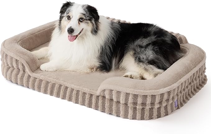 LE SURE Cute Dog Beds for Extra Large Dogs, Orthopedic Waterproof XL Pet Bed with Sides, High Back Non-Slip and Egg-Crate Foam Big Dog Couch Sofa with Washable Removable Cover, Hazel